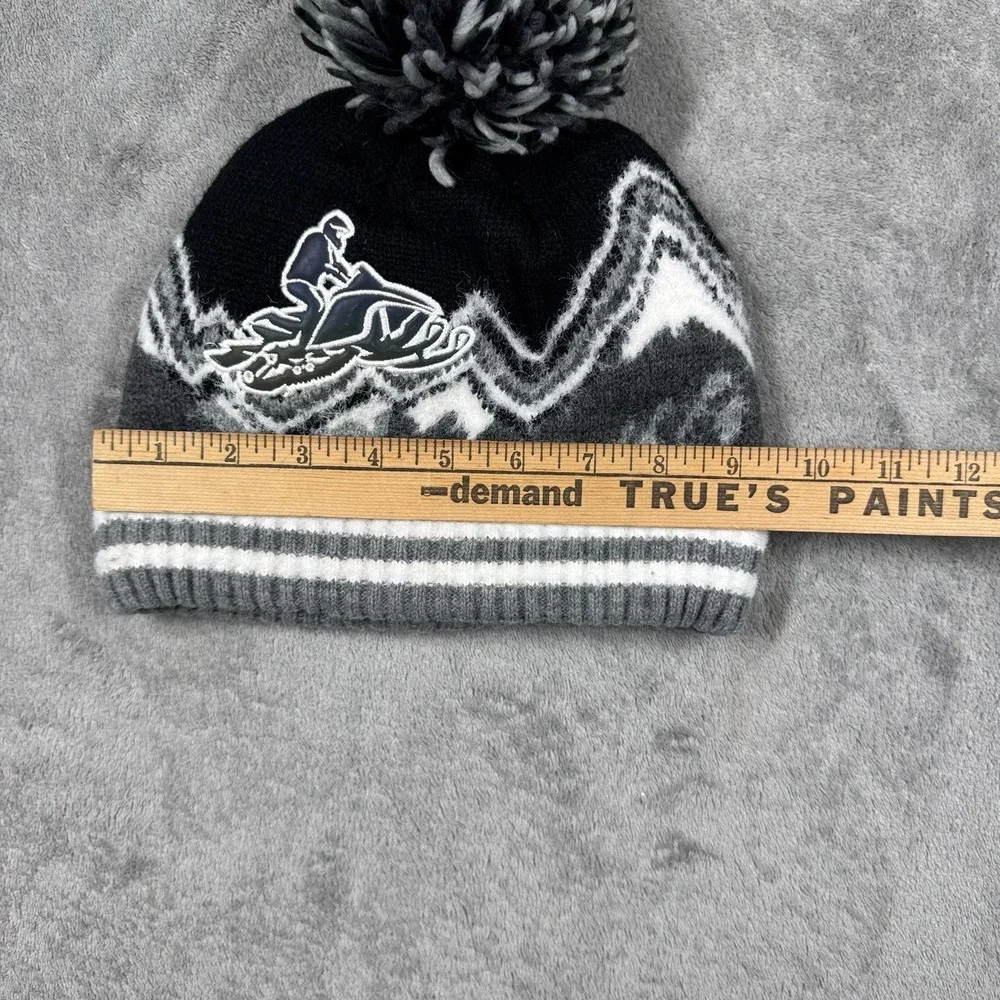 The Children's Place Kids L/XL Black Gray Mountain Pom Beanie Winter Ski Hat